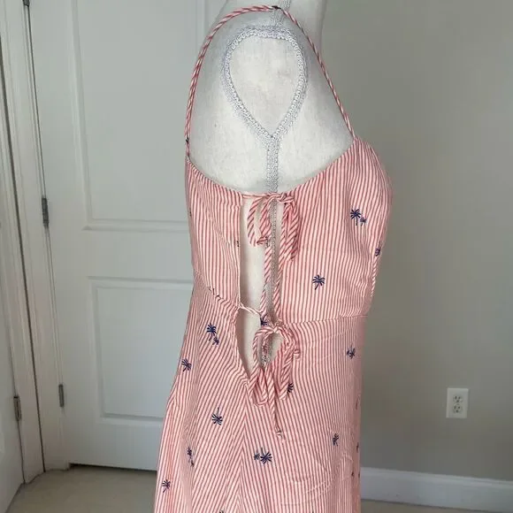 NWT Free People Garden Grove Pink and White Striped Palm Tree Print Slip Dress - Picture 6 of 12